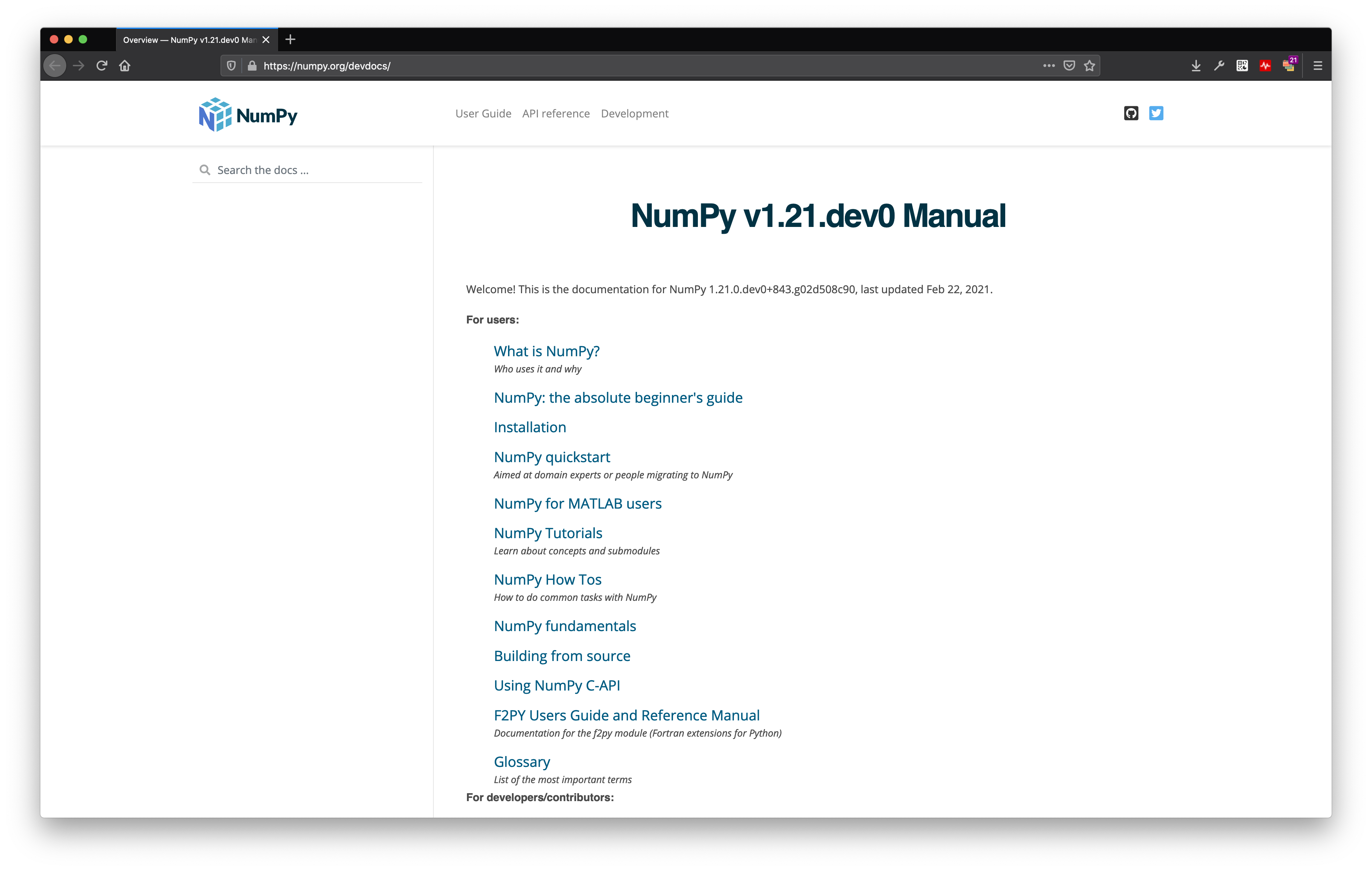 numpy distinguishes the 4 different documentation types
